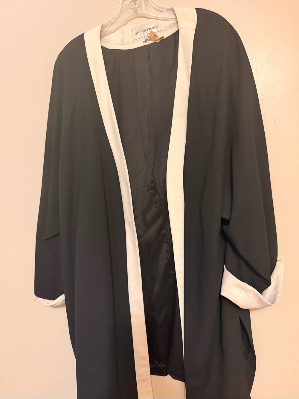 Nicole Marx Plus Size Black and White Open Front Jacket 3X